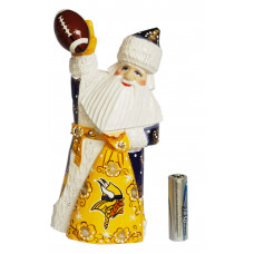 Wooden carved doll Sport Santa Claus Minnesota Vikings. Free worldwide shipping.