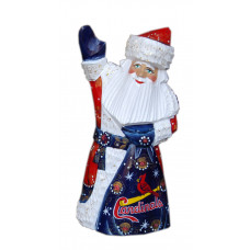 Wooden carved doll Sport Santa Claus St. Louis Cardinals. Free worldwide shipping.