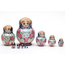 Matryoshka nesting doll with roses Free worldwide shipping