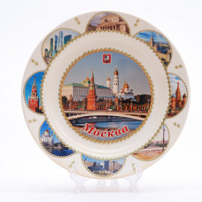 Souvenir ceramic plate with stickers Moscow Kremlin8 Free Worldwide shipping