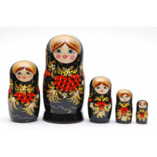 Matryoshka nesting doll black with berries Free worldwide shipping